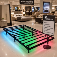 Cadre de lit flottant en fer avec télécommande, éclairage LED RGB et fonction de charge, support robuste, meilleure vente usine