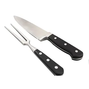 8英寸厨师刀和肉叉三铆钉锻造手柄