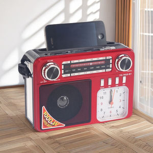 <b>Retro</b> Multifunctional Portable AM FM SW Radio With <b>Clock</b> Display Phone Holder Super Bass Built In Speaker For Home Use - Product Image 4