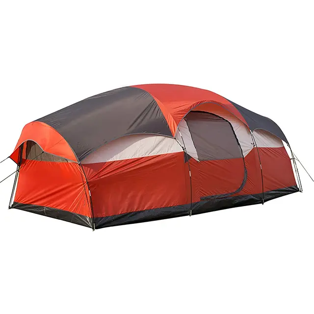 Custom Logo 6-8 Person Camping Tent Double Layer High Quality Outdoor Tent Large Space Family Tent With 3 Rooms