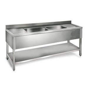 Victory Double Bowl Fregadero de cocina de acero inoxidable Gabinete inox Equipo de catering para hoteles Restaurantes Fábrica China directa - Product Image 2