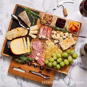 Juego de tabla de quesos de madera de acacia Guibang con cuchillos, tabla de cortar duradera de 15x12 pulgadas para servir comida en fiestas y picnics al aire libre - Product Image 3