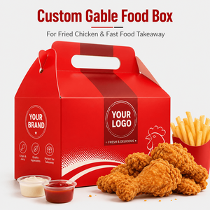 Caja de Papel para Alimentos con Asa, Impresa Personalizada, para Pollo Frito, <span class=keywords><strong>Comida</strong></span> Rápida para Llevar - Product Image 1