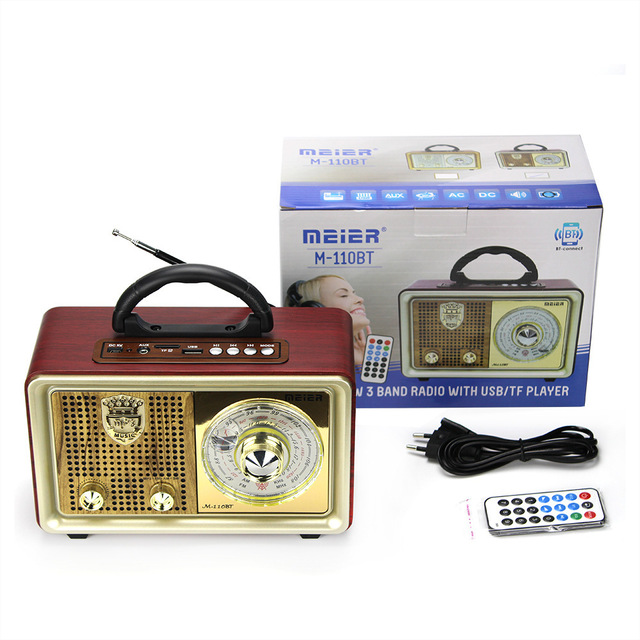 Factory Retro Radio MK-110BT Wooden Casing AM FM SW Multi Band Radio BT Audio Player Rechargeable Battery Outdoor Home Use