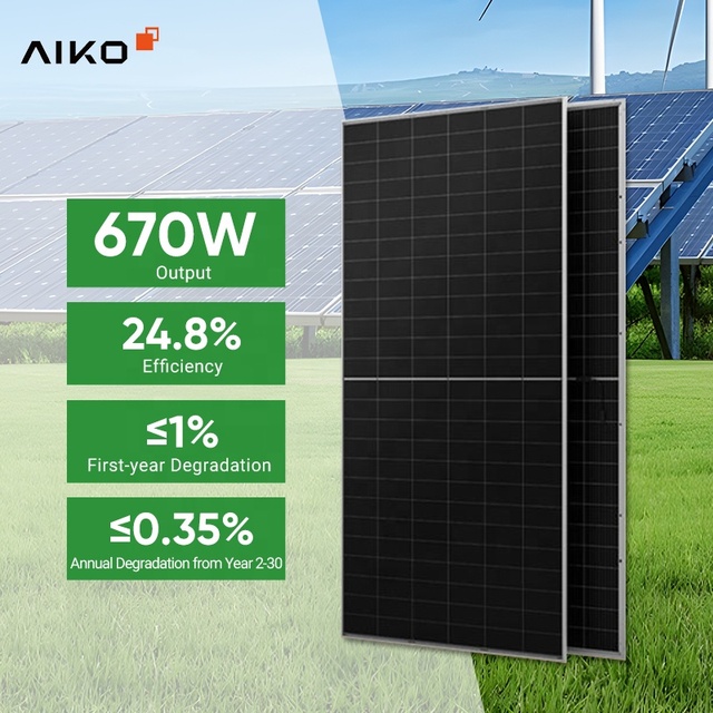 High Quality Aiko Solar Panels N-type Abc 640w 650w 660w 670w Monocrystalline Dual Glass Home Use Solar Panel