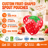 Pochette souple personnalisée en forme de fruit, motif fraise, avec bouchon à clapet, pour emballage portable de liquides, gels, cosmétiques et produits de soin personnel