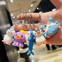 Porte-clés de la série Océan de dessin animé, requin, crabe, figurine 3D, pendentif pour sac à dos, ouvre-bouteille, porte-clés, non toxique, durable, écologique
