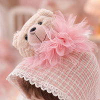Poupée Reborn de 20 pouces entièrement en vinyle, bonnet à carreaux roses, empreinte de patte d'ours en peluche, poupée nouveau-né pour jeu d'imitation