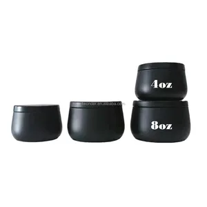 Luxury candle tin 4oz 8oz bowl shape candle tin with lid gold white red teal blue black candle jars in bulk wholesale