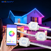 Guirlande lumineuse RGB 24V pour avant-toits, étanche, contrôle intelligent par application, éclairage ponctuel LED, éclairage décoratif extérieur permanent pour la maison