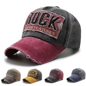Gorra de Béisbol de Algodón Puro Lavado Estilo Vintage con Bordado ROCK para Hombre, Gorra de Algodón Desgastada Estilo Hip-hop Vintage para Mujer, Gorras al por Mayor - Product Image 1