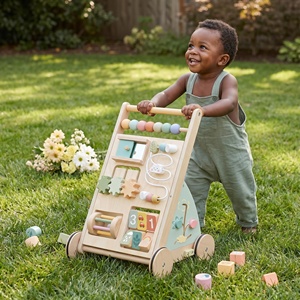 Marche-bébé en bois multifonctionnel avec labyrinthe de perles, engrenages, trieur de formes, <span class=keywords><strong>boulier</strong></span> et tableau d'activités éducatif pour tout-petits - Product Image 5