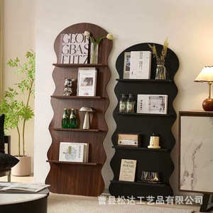 Estante de almacenamiento de madera creativo transfronterizo para sala de estar, estantería de exhibición de libros y periódicos montada en la pared, de pie. - Product Image 2
