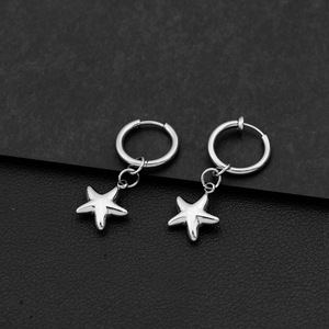 2026 New Simple Niche Design Stainless Steel Star Shaped Drop <b>Earrings</b> Silver Plated Unisex's <b>Earrings</b> Trendy Jewelry Wholesale - Product Image 3