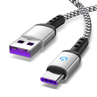 Câble d'éclairage Type C Charge rapide Fil de charge en nylon 3A QC3.0 Câble de charge rapide pour téléphone portable
