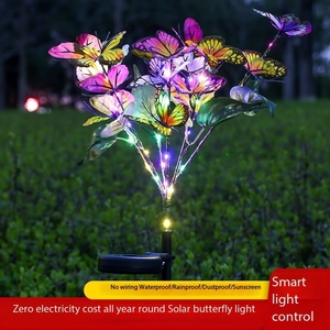 Nuevo diseño al aire libre impermeable decorativo Solar jardín mariposa flor césped luces para Patio terraza acceso - Product Image 4