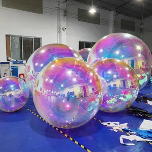 Inridescent Reflektif Natal Inflatable Mirror Balon PVC Raksasa Bola Acara Gantung Inflatable Mirror Ball untuk Dijual