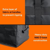 Sac de voyage utilitaire pliable et étanche en polyester noir robuste avec fermeture éclair, 55L, 80L, 100L, 150L