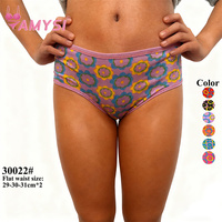 Amysi 30012 #   Culottes taille mi-haute pour femmes, style île, pour temps chaud, en tissu de soie de lait imprimé, pour filles, étudiantes, enfants, pas cher