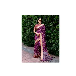 印度传统服装Patola真丝纱丽，用于节日婚礼和派对服装，出口价格来自印度供应商