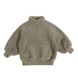 Commercio all'ingrosso nuovo arrivo inverno abbigliamento per bambini dolcevita <span class=keywords><strong>con</strong></span> <span class=keywords><strong>cerniera</strong></span> top Kangaroo Pocket Design materiale caldo ragazze felpa - Product Image 5