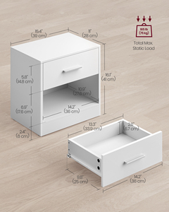 VASAGLE Mesita de Noche Moderna Minimalista en Oferta, Mesa Auxiliar Blanca con Cajón - Product Image 5
