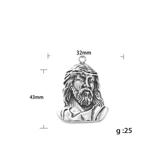 Yunnique Stainless Steel Geometric Face Jesus Pendant Men's <b>Necklace</b> Retro Themed Charm 190168 - Product Image 5