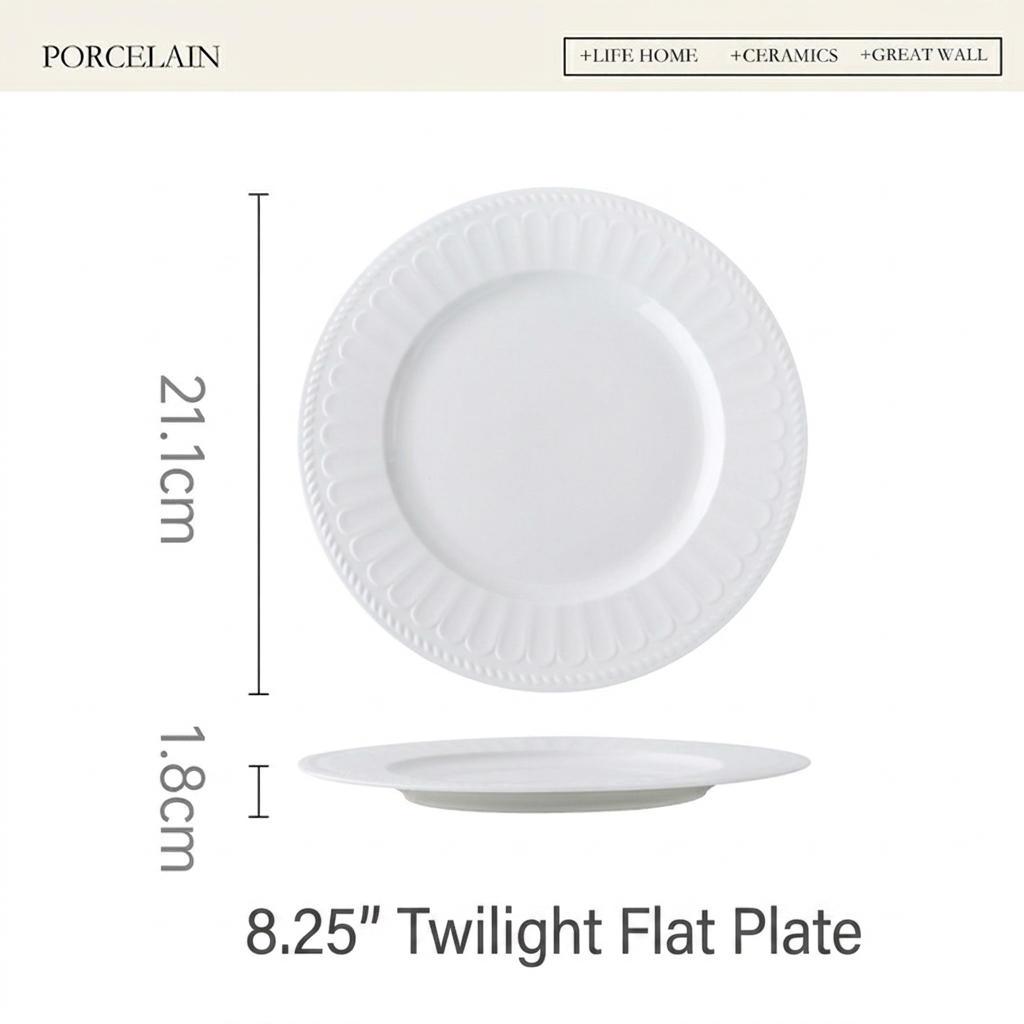 Assiette plate crépusculaire de 8,25 pouces