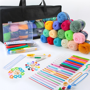 DIY 103 pièces crochet kit laine crochet ensemble débutant tricot outil ensemble Portable voyage Crochet sac matériel paquet pour tricoter