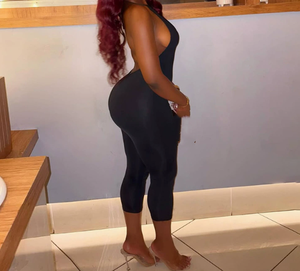 วิวิบลุค J26JP050 ชุดจั๊มสูทลำลองสำหรับผู้หญิง สายคล้องคอ แขนกุด เปิดหลัง สีพื้น จับจีบ ความยาวปานกลาง เหมาะสำหรับฤดูร้อน - Product Image 2