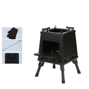 <span class=keywords><strong>Estufa</strong></span> de Camping plegable negra de acero inoxidable para quemar madera al aire libre con bolsa de transporte Cocina de mochilero portátil - Product Image 1