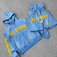 Ensemble survêtement et sweat à capuche en molleton français 100% coton, taille haute, fermeture éclair intégrale, avec étiquette personnalisée en strass, design personnalisé
