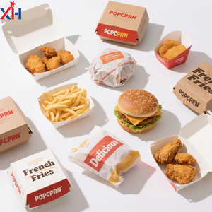 Kotak makanan cepat sekali pakai kustom kotak kertas cetak karton Burger ayam goreng Prancis anjing panas dan makanan - Product Image 6