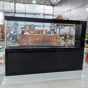 <span class=keywords><strong>Aquarium</strong></span> sur mesure sans cadre, grand format, avec meuble noir brillant, structure de filtration complète à débordement pour poissons marins - Product Image 3