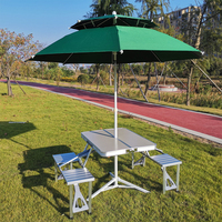 Ensemble de table et chaises de pique-nique pliantes modernes portables DX DX9918-A1 avec parasol, meubles d'extérieur en aluminium pour jardin, patio, école