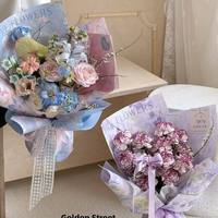Kertas Pembungkus Bunga Gaya Lukisan Minyak Hari Ibu 520, Perlengkapan Buket Buatan Tangan, Kertas Kraft Floral 38x52 cm, DIY untuk Florist