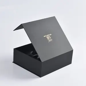 Custom logobox for christmas gift wine and food clothing shoe large gift boxes with red ribbon rigid paper folding boxes