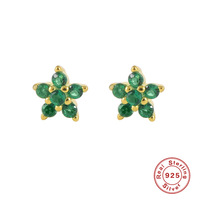 Luxuriöse Trendige Bunte CZ Schneeflocken 925 Sterling Silber Vergoldete Zirkon Blumen Creolen Ohrstecker für Jubiläum & Party