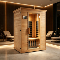 Sauna infrarouge en bois avec porte en verre trempé, pour spa intérieur, bien-être et relaxation à domicile