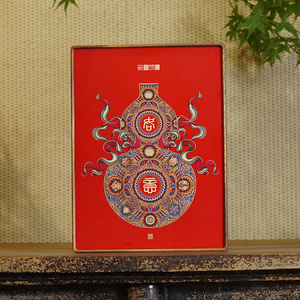 Cuadro de Calabaza Pintado <span class=keywords><strong>a</strong></span> Mano con Colores de Alta Temperatura, Estilo Zen, Arte de Escritorio, Decoración Tradicional de Bendición para el Hogar y la Tienda, Amuleto de Buena Suerte - Product Image 1