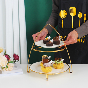 2025 Decoration Round Gold Metal <strong>2</strong> Tiers Wedding <strong>Dessert</strong> Table 3 <strong>Layers</strong> Cake Stand Cupcake Display <strong>Tray</strong> Stand for Cake - Product Image 5
