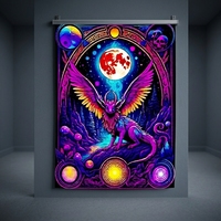 Tapisserie murale personnalisée fluorescente qui brille dans le noir, motif animal néon, pour fête en dortoir, décoration de chambre psychédélique