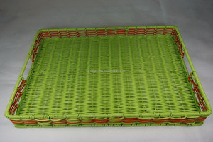 Cestino Portaoggetti Rettangolare Moderno <span class=keywords><strong>Verde</strong></span> in PP Ecologico Intrecciato a Mano, Multifunzione come Vassoio per Pane e Prodotti da Forno - Product Image 5
