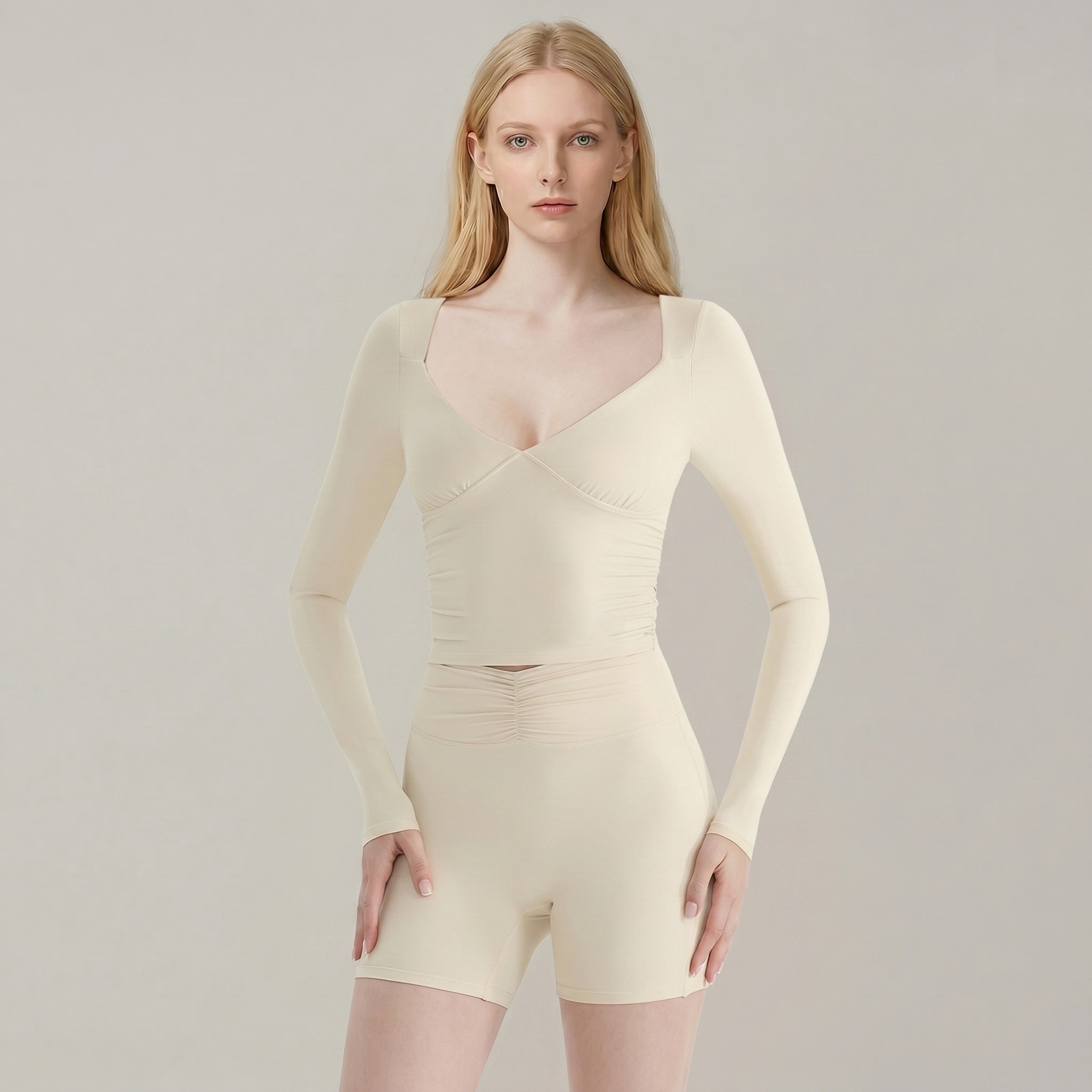 Deep V-neck Sweat-Wicking Yoga Clothes Women's Fitness Sports Outdoor Elastic Top
