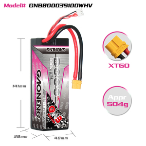 Batería LiPo RC GNB GAONENG 8000MAH 3S 3S2P HV 11.4V 100C 200C XT60 para Coches de Carreras RC a Escala 1/8 1/10, Camiones y Buggies, con Carcasa Rígida LiHV - Product Image 3