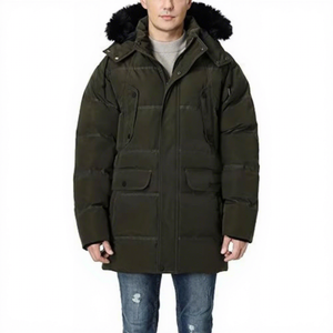 Manteau d'hiver pour homme avec capuche amovible, doudoune longue épaisse, parka chaude matelassée pour temps froid, isolée - Product Image 1