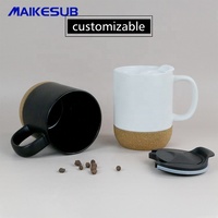Tasse à café en céramique avec couvercle et base en liège tasse à café en céramique avec fond en liège isolé couvercle