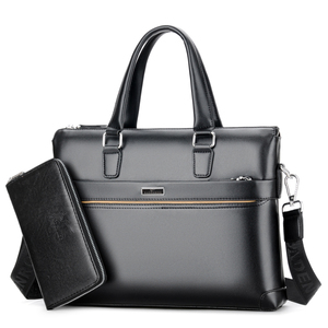 Ensemble de sacoches pour <span class=keywords><strong>ordinateur</strong></span> portable en <span class=keywords><strong>cuir</strong></span> PU classique de haute qualité, résistant à l'eau et à l'usure, sacs d'affaires personnalisés pour hommes, fabrication en usine - Product Image 4