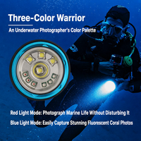 Lampu Video Bawah Air Senter Selam LED Merah Biru Putih untuk Fotografi IP68 Tahan Air 100m 3600 Lumens Senter