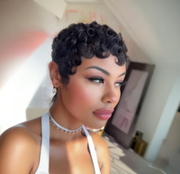Perruque Coupe Pixie Cheveux Naturels sans Colle de Qualité Supérieure, Prête à Porter pour l'Été – 100 % Cheveux Humains, Perruques Pixie pour Femmes Noires